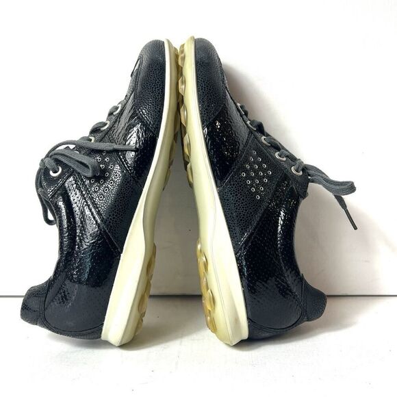 ECCO Shoes Womens Size EU 37 US 6.5 Casual Oxford Lace Up Black Metallic Leather - Picture 5 of 11